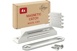 LouMaxx Extra stark magnetisk magnet – hållkraft 13 kg – set om 4 stycken i vitt, dörrmagnet för magnetisk stängning, skruvma