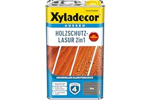 Xyladecor Holzschutz-Lasur 2 in 1, Universeller Allwetter-Schutz – Der Klassiker, Grau, 2,5 l