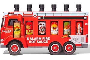 ‎THOUGHTFULLY Thoughtfully Gourmet, Feuerwehrauto scharfe Soßen - 6er Geschenk-Set, Geschmacksarten wie Ghost Pepper, Cayenne, Chipotle Pepper, Hot Sauce Fire Truck
