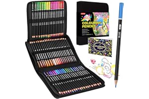 Lyuvie 60 Matite Colorate,Set Matite Colorate Professionali con Astuccio Nero Portatile e Libro da Colorare,Matite Colorate Bambini per Schizzi, Disegni e Ombreggiature