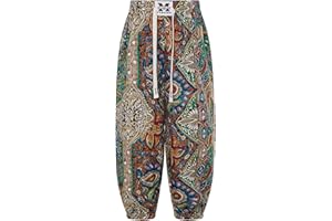Linjinx Pantalons Fluide Été Garçons Filles Pantalon Baggy Taille Elastique Harem Pants Pantalons Décontracté Imprimé Pantalon Yoga Plage Sarouel avec Cordon 5-16 Ans