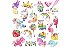 CAYUDEN Diamond Painting Stickers, 20 Pieces 5D Diamond Painting Pictures Children DIY Unicorn Diamond Painting Children Girls Diamond Painting Sticker Kit for Party Bags Children's Birthday Party