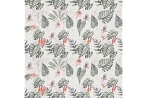 ICYEHAO Papel tapiz autoadhesivo tropical, 44 x 1000 cm, hojas verdes, flores tropicales, pájaros, plantas, selva, papel pintado para pelar y pegar, papel de pared autoadhesivo para sala de estar, baño