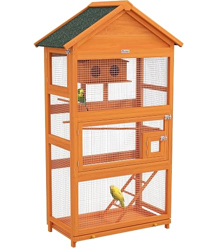 Grande Gabbia Per Uccelli Con Voliera – 72x36x117 Cm, Per Pappagalli, Con Ruote E Vassoio Estraibile, Accessori Inclusi
