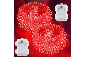 Dalugo 2 Stück Lichterkette Batterie, 3M 30 LED Rot Wasserdicht Lichterketten mit 6h Timer für Innen außen