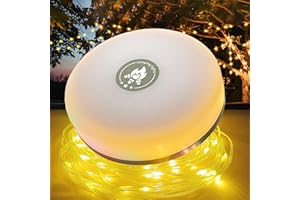 LUCKFEN Camping Lichterkette Aufrollbar, Wasserdicht-Langlebig, 4-in-1 USB Aufladung LED Lichterkette,Enthält 10 Fotoclip,8 Beleuchtungsmodi für Camping, Zelt,Hof und Häuser,gemütliche Ecken (10M)