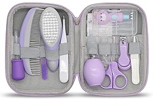 LOIIERU 11 Teilige BabyPflegeset Neugeborenen-Babypflegezubehör,Tragbare Baby Safety Care Set mit Haarbürste Kamm Nagel Clipper Nasal Aspirator Baby für Kindergarten Neugeborene Jungenmädchen(Violett
