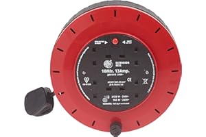 Schneider Electric Thorsman - 4 Socket Extension Lead Reel, 10m, 13A, 240V, with Safety Cut Out Switch, Casette Reel, JJR41013