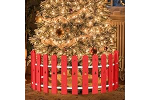 OLLIDOT Lot de 35 clôtures de sapin de Noël - 42 cm de haut - Rouge - Clôture décorative pour enfants, chiens, animaux domestiques - Barrière circulaire autonome autour des arbres de Noël artificiels