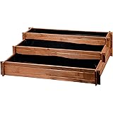 dobar Drei-Etagen Hochbeet"Peru" aus Holz (Kiefer): Tischbeet Bausatz für Gemüse, Kräuter, Blumen, flexibel platzierbar, brau