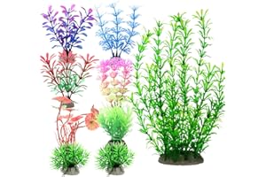 RJMBMUP Fish Tank Decorations，Artificial Plastic Plants Aquarium Ornaments Multicolor Accessories Set for Tropical Goldfish