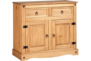 Home Source Corona Storage Cupboard Solid Pine 2 Drawer 2 Door Wooden Mexican Cabinet