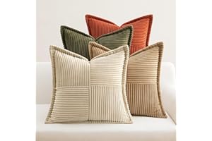 EMEMA Aksamitne, sztruksowe, dekoracyjne poszewki na poduszki, na sofę, miękkie, dekoracyjne poszewki na poduszki, na sofę, do salonu, sypialni, seria brązowo-zielona, 40 x 40 cm