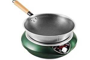 Abangdun Induktionskochplatte mit Wok, 2500W Induktionskochfeld 1 Platte Kochplatte Induktion mit 16 Leistungsstufen, 200W-2500Watt,Temperaturbereich 80-240°C, LED Display, 18-Stunden-Timer, 190-275V