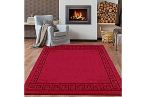 renoazul® Anti-Slip Area Rugs, 120 x 150 cm Washable Runner for Underlay Corridor - Geometric Non Slip Area Rug Carpet for Bedroom, Kitchen and Home Decor Accessories (Gel Back Rocco Rug - Red)