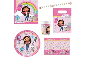 ‎PROCOS Procos - Gabbys Dollhouse Geburtstagsdeko, 46-Teilig, Party Deko für Kindergeburtstag