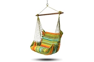 HOBEA-Germany Hängesessel Hängestuhl Hängesitz mit 2 Kissenhüllen (L (bis 120kg belastbar), Karibik)