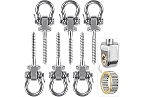 SELEWARE Lot de 6 cintres robustes avec roulements – Matériel en acier inoxydable pour balancelle de porche, terrasse et aire de jeux, crochets pivotants silencieux – Matériel de balançoire robuste