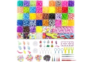 Noa Home Deco Loom Bänder Set, 5100+ Stück Loom Gummis für Armband Selber Machen, Bunte Loops Gummis Set Zubehör mit Anhängern und Accessoires, DIY Basteln Geschenk für Kinder Junge Mädchen