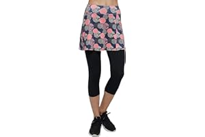 Westkun Womens Slit Cut Tennis Skirt with Leggings Skirted Capris Trousers with Pockets