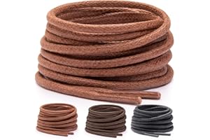 Miscly Lacets Cirés Ronds Fins pour Chaussures Habillées [3 Paires] Epaisseur: 2.4 mm de Diamètre