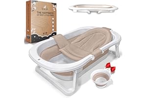 FAWNS LIFE XXL Babywanne faltbar FawnsLife - faltbare badewanne baby mit bequemen Sitz und faltbarer Wassereimer- baby badewanne faltbar in Premium Qualität, praktisch für kleine Räume und Reisen.