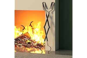 Kingson Arc Design Kaminwerkzeuge, 66 cm Kaminholzzange, Holzhacker mit handgefertigtem Schmiedeeisen für Innenkamin/Außenbereich, Feuerstelle, Lagerfeuer, geschliffen, Schwarz