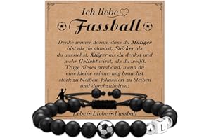 Casxyue Fussball Geschenke Jungen Fußball Armband mit Anfangsbuchstaben Anhänger Fußballfan Geschenke Naturstein Fußball Armband für Sohn Bruder Geburtstagsgeschenk Weihnachtsgeschenke für Junges