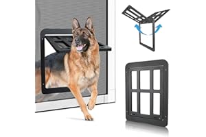 PETLESO Puerta para Perros para Mosquitera Fácil de Montar, Gateras para Gatos Puerta para Mascotas con Magnético y Bloqueable para Gatos/Perros (35 cm x 45,5 cm)