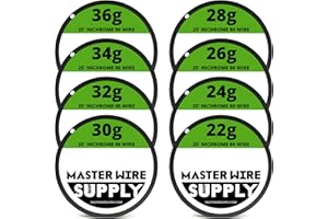 MASTER WIRE SUPPLY Nichrome 80 Wire Sample Pack 25' each 22,24,26,28,30,32,34,36 Gauge