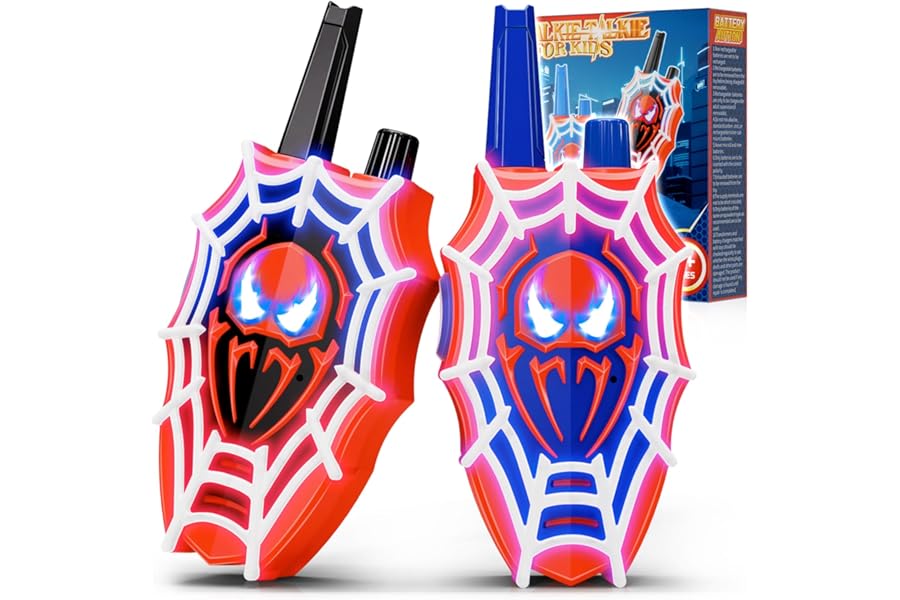 Walkie Talkies for Kids Toys for 3-12 Year Old Boys, Web w Red/Blue Light & Flashing Eye, Boys Toys Age 3-9 Birthday Present for 3 4 5 6 7 8 9 Year Old Boy Gift Outdoor Garden Game Easter Gift for Kid
