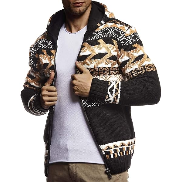 Leif Nelson Herren Strick-Pullover Rollkragen Slim Fit für Winter