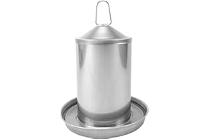 Sterico Abbeveratoio per polli, in acciaio inox 304, antiruggine, senza BPA, senza bordi pericolosi, a prova di troppopieno, sospeso e posizionabile, erogatore d'acqua per polli, 3 l