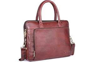 Gaja Genuine Leather 15.6" Laptop Bag for Men and Women Sleek Briefcase, Messenger, and Designer Satchel for Work, Travel, Business and Office Bag for Festival & Celebration Gifts