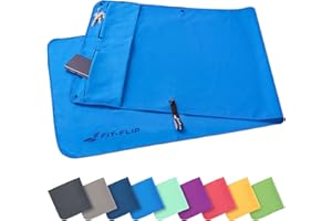 FIT-FLIP Ręcznik treningowy z mikrofibry - Ręcznik fitness z kieszenią zapinaną na zamek + klips magnetyczny - Kompaktowy i szybkoschnący - Ręcznik sportowy Gym