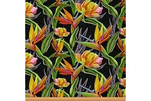 LOUSSIESD Tropical Floral Upholstery Fabric by The Yard,Palm Leaf Flowers Reupholstery Fabric for Chairs,Summer Chic Botanical Plant Fabric for Outdoor and DIY Projects,1 Yard,(L92*W150cm) Orange Green