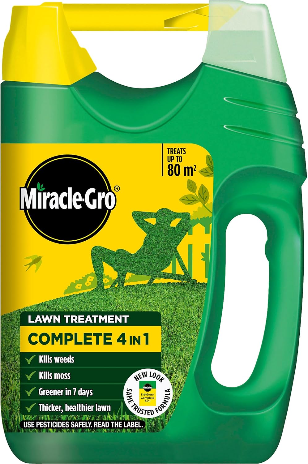 Miracle-Gro Complete 4 in 1 Lawn Food, 80 m² handheld spreader, Lawn Food, Weed & Moss Control