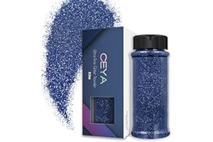Ceya 3.5oz/ 100g Ultra Fine Glitter Powder Sapphire Blue Glitter 1/128” 0.008” 0.2mm for Resin Tumbler Jewelry Nail Art Face Body Festival Makeup Scrapbook Wedding Cards Painting Arts