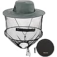 Mbsomnus Mosquito Head Net Sun Hat - Grey, Face Cover Mask, Midgie Protection, Safari, Quick Dry, Wide Brim, Sun Protection for Outdoor Hiking, Camping, Gardening, Fishing