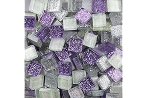 ANKTILY 200g Tessere Mosaico Piastrelle Mosaico Vetro, Colore Misto Quadrata Pezzi di Vetro,Cristallo Glitterato Tessere per Mosaico per ​Lavori Artigianali,Decorazioni,1x1cm(Sogno Viola)