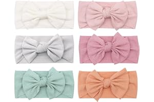 Yueshop 6PCS Baby Headbands Bow Knot Newborn Headband Super Soft Flexibility Nylon Hair Band with Six Colors Great for Baby Photography Props Accessories