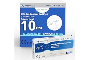 gef + medica - 10 Tamponi Rapidi Nasali - Test per Nuove Varianti 2025 - Sensibilità 100% a carica virale alta, Certificati per Uso Domestico