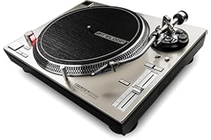 Reloop RP-7000 MK2 Silver, Professioneller DJ Plattenspieler mit Upper Torque Quartz Direktantrieb, Neuer Tonarmbasis, S-Tonarm, hochauflösende Pitch Sektion mit digitalem Fader, silbermetallic