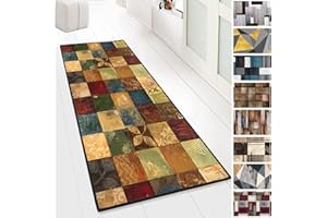 Yurun Wohnteppich, Wohnzimmer Teppich, Für Flur rutschfest Waschküche Maschine Waschbar Küche Bodenmat, rutschfest & leicht abwaschbar, Erhältlich in 9 Farben & vielen Größen, 80x450cm