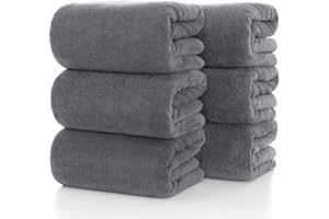 Lumimi Towels 6-Piece Soft Microfiber Bath Towel Set Incredibly Absorbent Lightweight Quick Dry and Durable, 55" L x 27" W, 6 Pack Dark Grey
