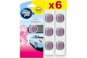 Ambi Pur Car Starter Kit Deodorante Per Ambienti Con Clip Fiori Eleganti Per Eliminare Gli Odori Sgradevoli Dall’Auto, 2ml, 6 Pezzi