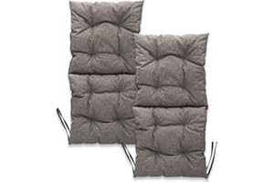 MG DESIGN Cuscino per sedie da esterno 2 pezzi 100 x 50 cm grigio - in spesso tessuto da rivestimento, con morbida imbottitura, con lacci da legare - per sedie da giardino, panchina, dondolo da giardino