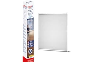 Tesa 55214 Insect Stop Ripiegabile, Zanzariera per Finestre Telescopica con Telaio in Alluminio, Bianca, 80 x 80cm Fino a 140 x 140cm