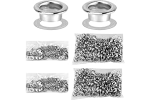 QWORK Kit Ojetes Metalicos, 1000 piezas de Ojetes y 1000 piezas de arandela, 6 mm, para ropa, cuero, telas, lona, plateado