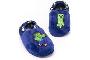 Minecraft Slipper Jungen Kinder Blau Creeper gegen Zombie Tnt House Schuhe